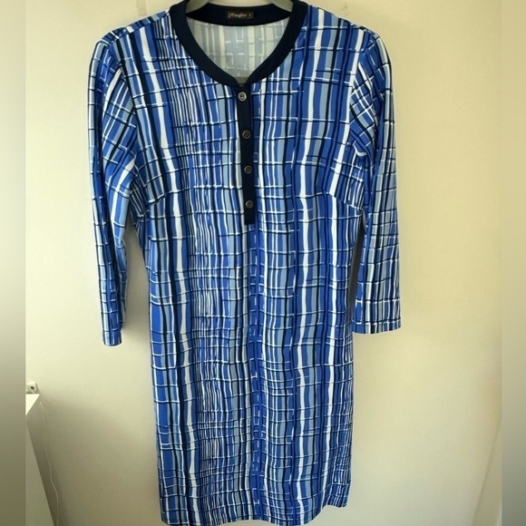 J. McLaughlin Biscayne Dress Catalina Cloth Blue Navy Crackle Size Small - Picture 2 of 6